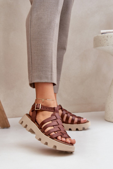 Dames sandalen Zazoo 3695 bruine kleur 2