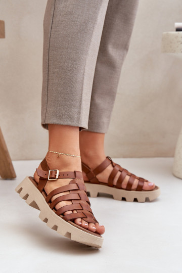 Dames sandalen Zazoo 3695 bruine kleur 2
