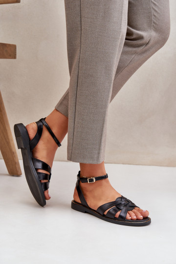 Dames sandalen met brede hakken Zazoo 3688 zwarte kleur