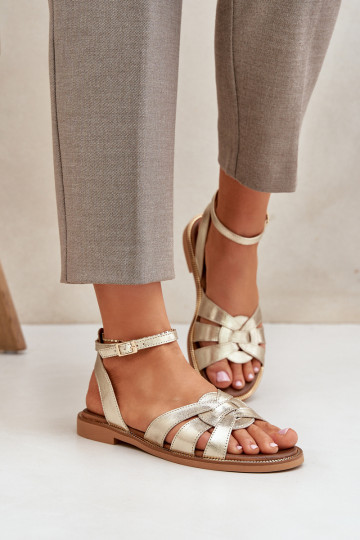 Dames sandalen Dames met brede hakken Zazoo 3688 gouden kleur