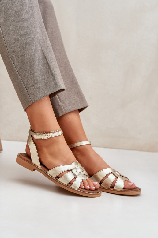 Dames sandalen Dames met brede hakken Zazoo 3688 gouden kleur Dames sandalen Dames met brede hakken Zazoo 3688 gouden kleur