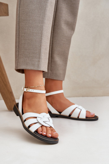 Dames sandalen met brede hakken Zazoo 3688 witte kleur 2