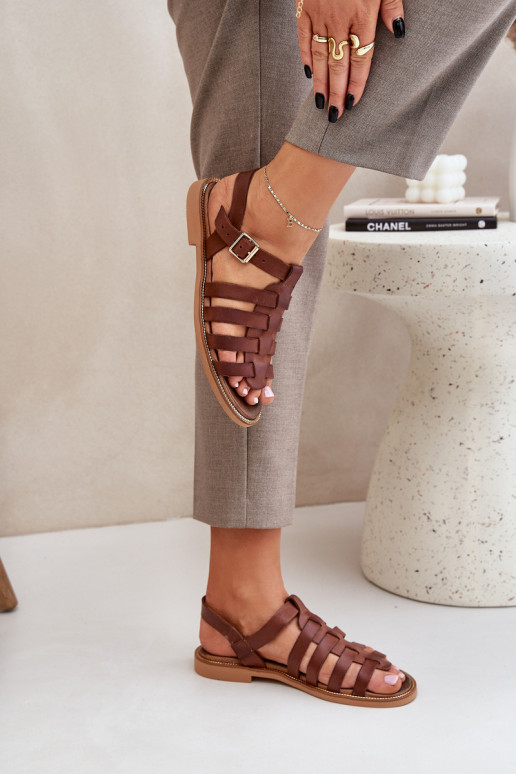 Dames sandalen met brede hakken Zazoo 3686 bruine kleur Dames sandalen met brede hakken Zazoo 3686 bruine kleur