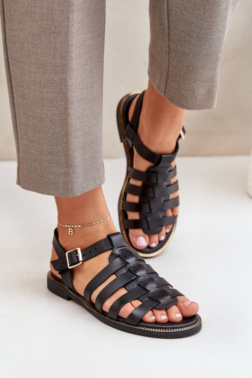 Dames sandalen met brede hakken Zazoo 3686 zwarte kleur