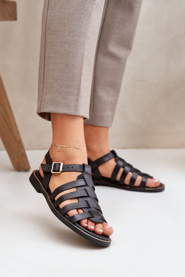 Dames sandalen met brede hakken Zazoo 3686 zwarte kleur 2