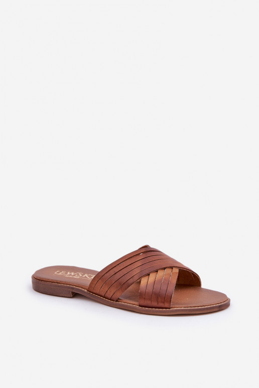 Leer Dames Slippers LeInski Shoes 3682 bruine kleur Leer Dames Slippers LeInski Shoes 3682 bruine kleur