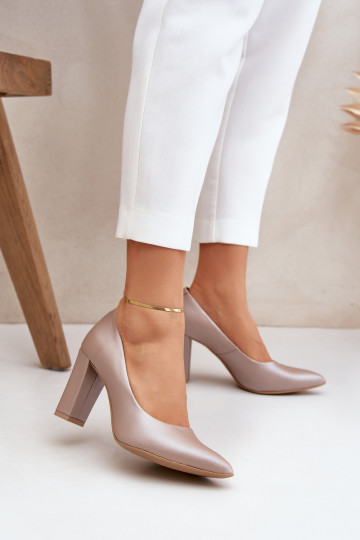Satin schoenen LeĮskis Shoes 2453 zandkleur 2