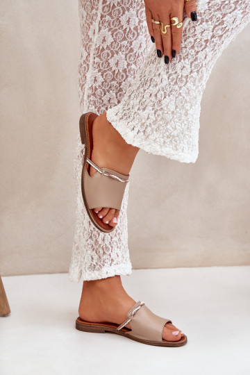 Leren slippers LeĮskis Shoes 3047 zandkleur 2