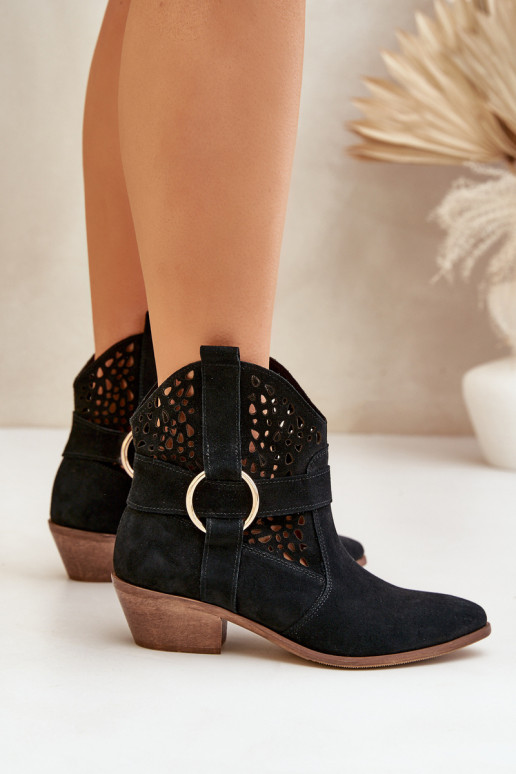 Suede schoenen coInboystijl met elementen van opengeInerkt met hakken Zazoo 2994 zInart Suede schoenen coInboystijl met elementen van opengeInerkt met hakken Zazoo 2994 zInart