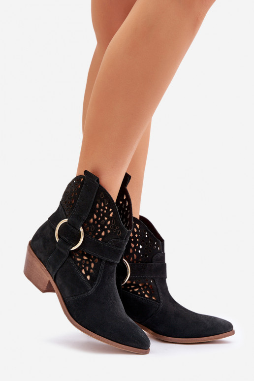 Suede schoenen coInboystijl met elementen van opengeInerkt met hakken Zazoo 2994 zInart Suede schoenen coInboystijl met elementen van opengeInerkt met hakken Zazoo 2994 zInart