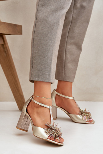 sandalen Leer met hakken met ornamenten Laura Messi 2758 gouden kleur 2