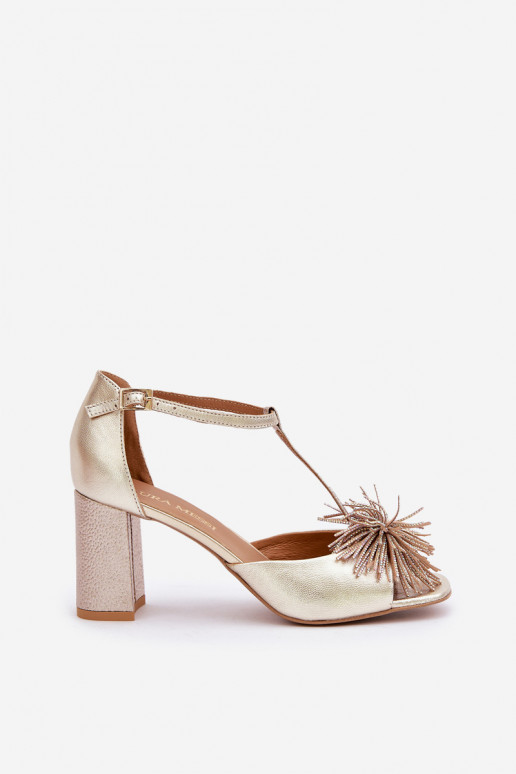 sandalen Leer met hakken met ornamenten Laura Messi 2758 gouden kleur sandalen Leer met hakken met ornamenten Laura Messi 2758 gouden kleur