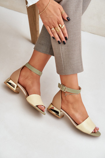 Dames sandalen met gouden hakken Laura Messi 2143 zandkleur