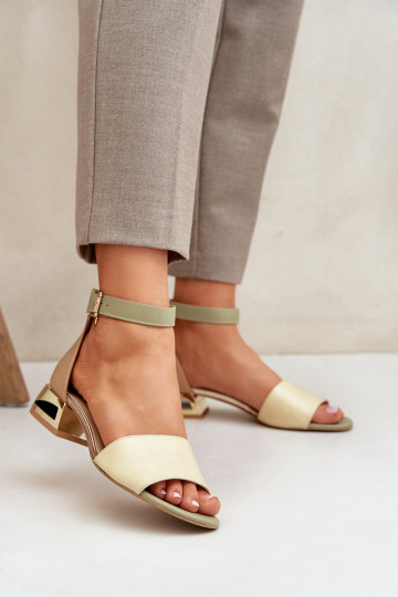 Dames sandalen met gouden hakken Laura Messi 2143 beige 2