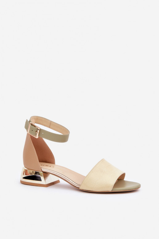 Dames sandalen met gouden hakken Laura Messi 2143 beige Dames sandalen met gouden hakken Laura Messi 2143 beige