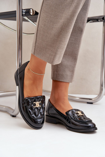 Leren gelakte mocassins met gouden details Laura Messi 2927 zwarte kleur 2