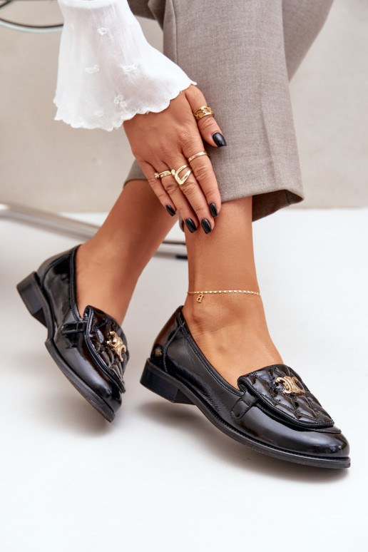 Leer Gelakte mocassins met gouden details Laura Messi 2927 zInart Leer Gelakte mocassins met gouden details Laura Messi 2927 zInart