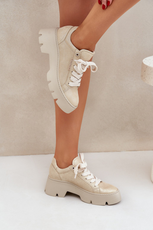 Sneakers model schoenen sportschoenen met platform CheBello 4632 gouden kleur Sneakers model schoenen sportschoenen met platform CheBello 4632 gouden kleur