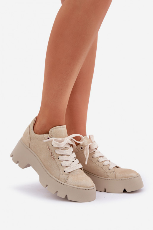 Sneakers model schoenen sportschoenen met platform CheBello 4632 gouden kleur Sneakers model schoenen sportschoenen met platform CheBello 4632 gouden kleur