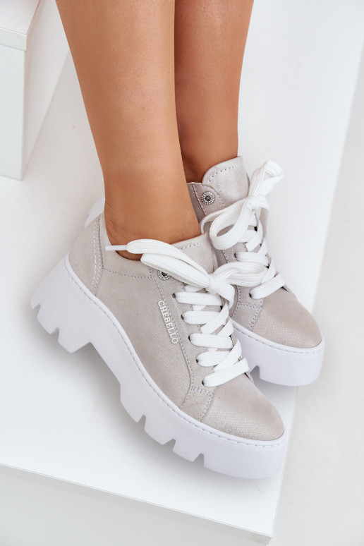 Sneakers model schoenen sportschoenen met platform CheBello 4632 zilvere kleur Sneakers model schoenen sportschoenen met platform CheBello 4632 zilvere kleur