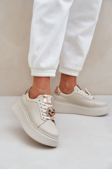 Dames Leer Sneakers model schoenen CheBello 4411 ivoor 2