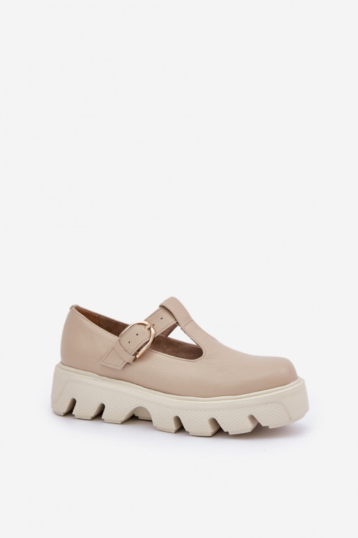 Leer schoenen met gespen Zazoo 20183 beige Leer schoenen met gespen Zazoo 20183 beige