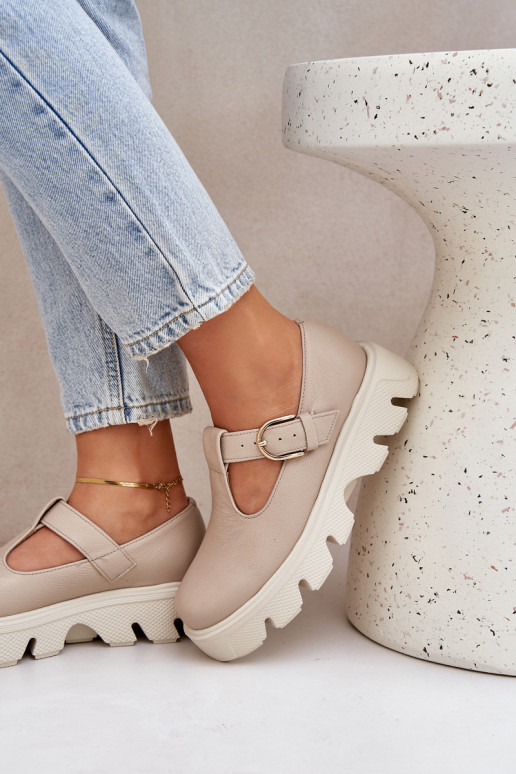 Leer schoenen met gespen Zazoo 20183 beige Leer schoenen met gespen Zazoo 20183 beige