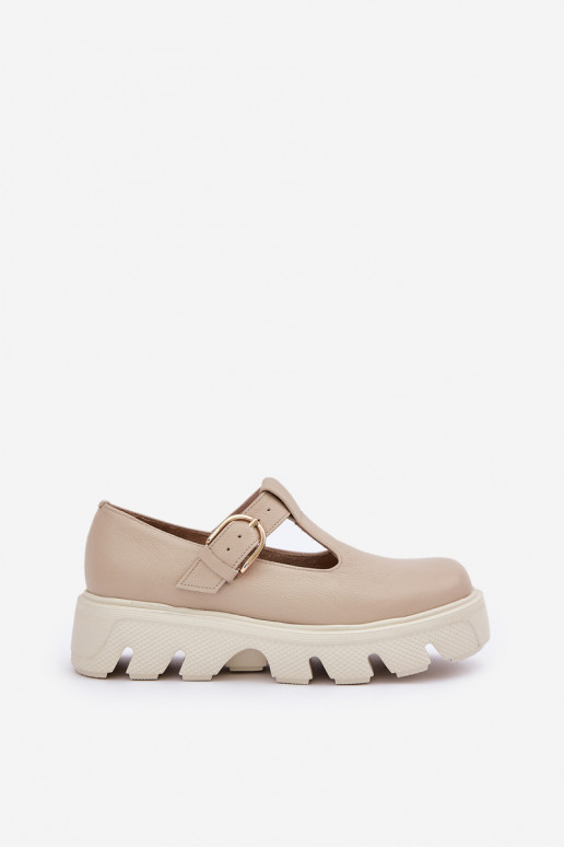 Leer schoenen met gespen Zazoo 20183 beige Leer schoenen met gespen Zazoo 20183 beige