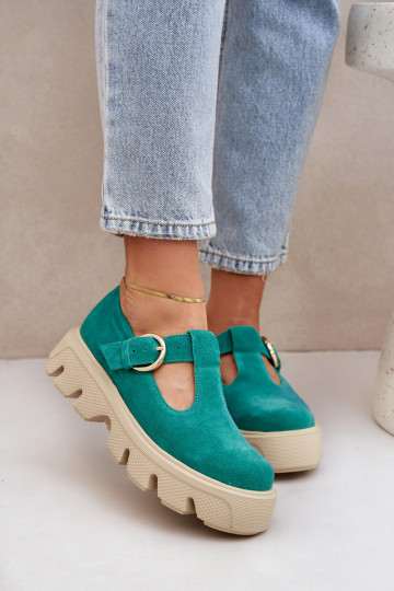 Suède schoenen met gespen Zazoo 20183 groen
