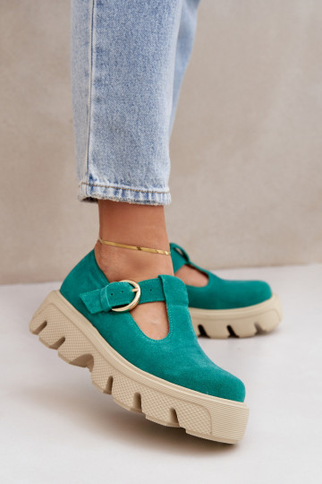 Suède schoenen met gespen Zazoo 20183 groen 2