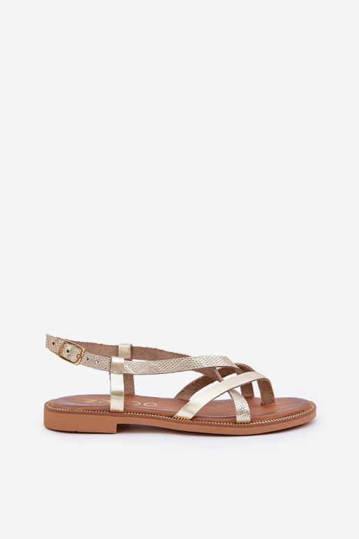 Leer Platte sandalenPrzeplatającymi Się Paseczkami Zazoo 40429 gouden kleur Leer Platte sandalenPrzeplatającymi Się Paseczkami Zazoo 40429 gouden kleur