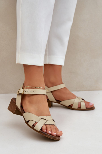 Dames sandalen op dunne hakken Zazoo 40372 ivoorkleur