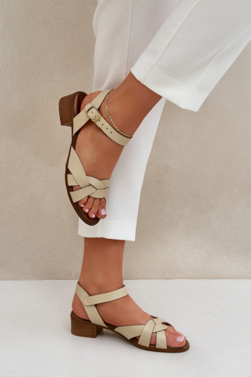 Dames sandalen op dunne hakken Zazoo 40372 ivoorkleur 2