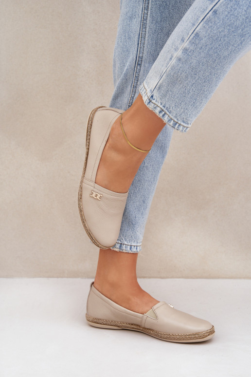 Elegante stijl Leren espadrilles Dames Zazoo 10177 beige Elegante stijl Leren espadrilles Dames Zazoo 10177 beige