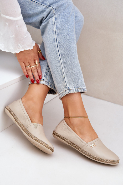 Elegante stijl Leren espadrilles Dames Zazoo 10177 beige Elegante stijl Leren espadrilles Dames Zazoo 10177 beige