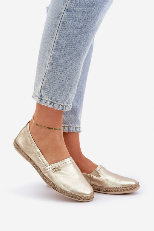 Elegante stijl Leren espadrilles Dames Zazoo 10177 gouden kleur Elegante stijl Leren espadrilles Dames Zazoo 10177 gouden kleur