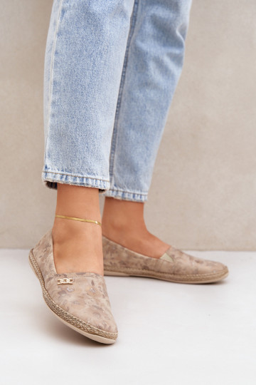 Elegante suède espadrilles met bloemetjes dames Zazoo 10177 zandkleur 2