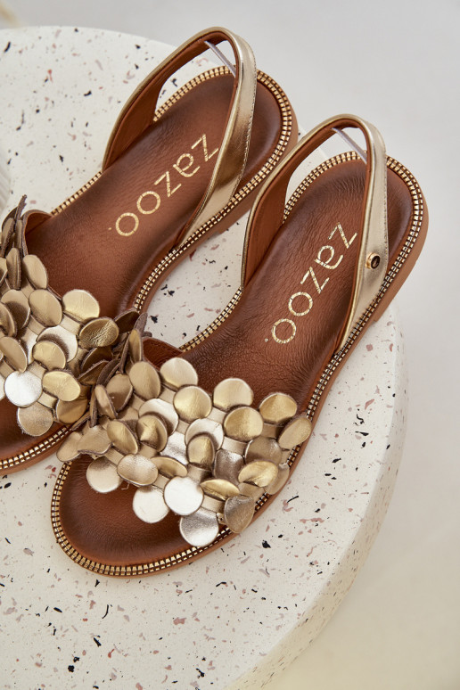 Dames sandalen met brede hakken Zazoo 40425 gouden kleur Dames sandalen met brede hakken Zazoo 40425 gouden kleur