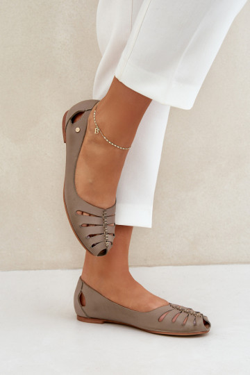 Zazoo 10009 Comfortabele ballerinas van echt leer Dames beige