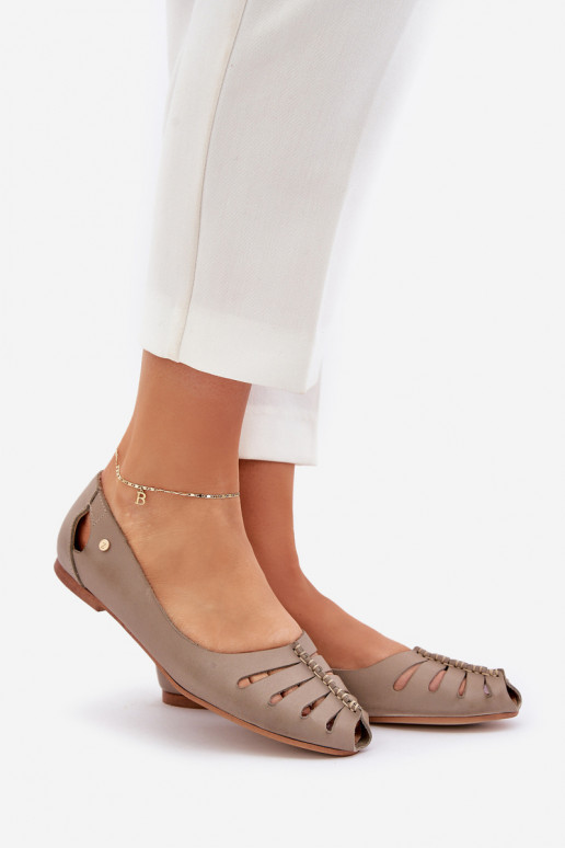 Zazoo 10009 Comfortabele ballerinas van echt leer Dames beige