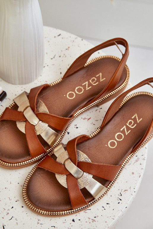 Zazoo 40382 Dames sandalen Leer bruine kleur Zazoo 40382 Dames sandalen Leer bruine kleur