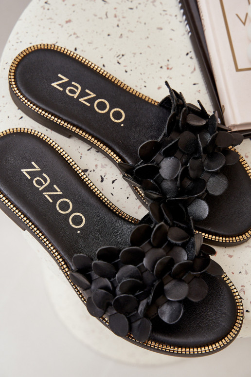 Zazoo 40381 Dames Leren pantoffels met brede hakken zInart Zazoo 40381 Dames Leren pantoffels met brede hakken zInart