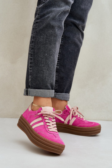 Zazoo N1068S4 suède sportieve schoenen met platform roze