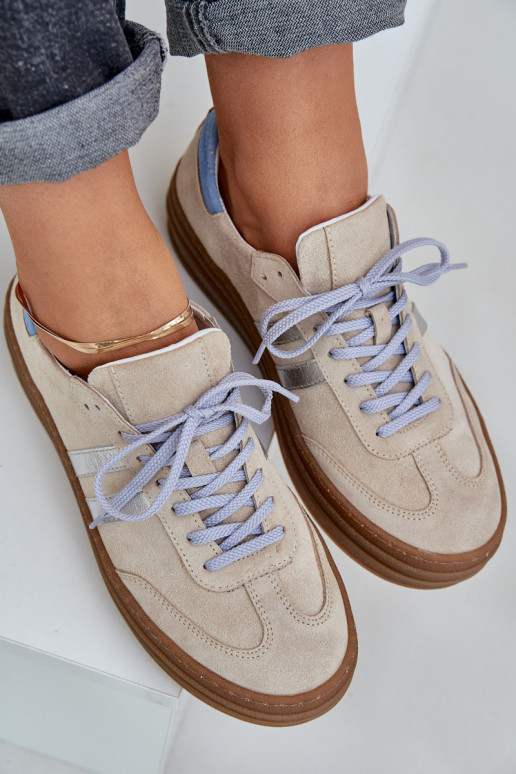 Zazoo N1068S4 Suède sneakers model schoenen met platform beige Zazoo N1068S4 Suède sneakers model schoenen met platform beige