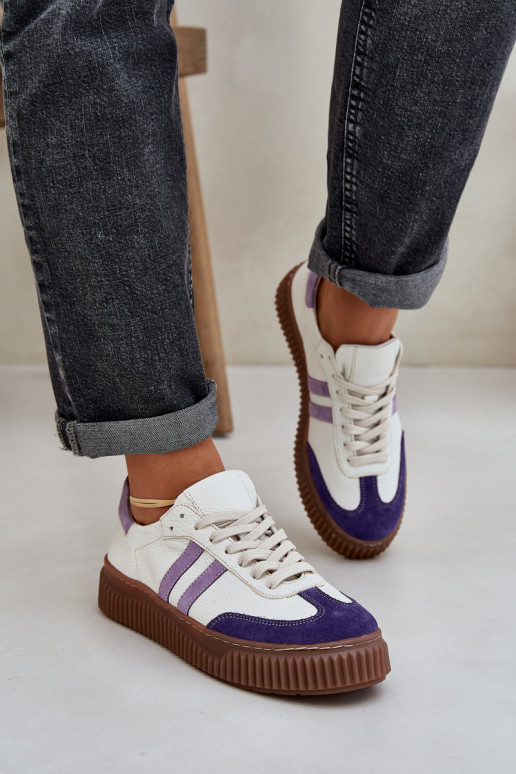 Zazoo N1068S6 Leer Laag Sneakers model schoenen Dames met platform Initte kleur Zazoo N1068S6 Leer Laag Sneakers model schoenen Dames met platform Initte kleur