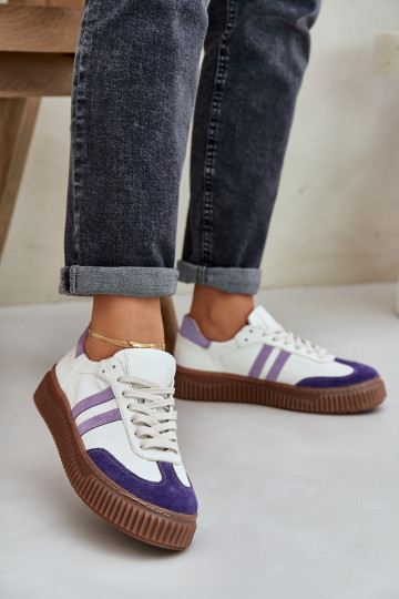 Zazoo N1068S6 leren lage sportieve dames schoenen met platform witte kleur 2