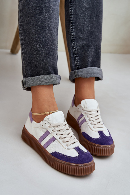 Zazoo N1068S6 Leer Laag Sneakers model schoenen Dames met platform Initte kleur Zazoo N1068S6 Leer Laag Sneakers model schoenen Dames met platform Initte kleur