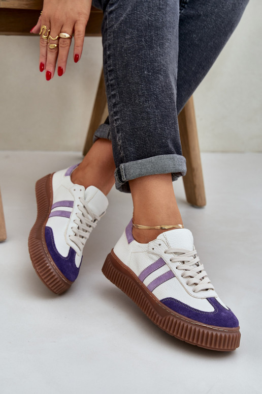Zazoo N1068S6 Leer Laag Sneakers model schoenen Dames met platform Initte kleur Zazoo N1068S6 Leer Laag Sneakers model schoenen Dames met platform Initte kleur