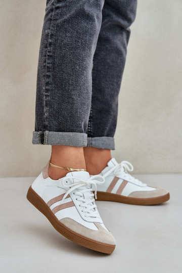 Zazoo N1068 Leer Laag Sneakers model schoenen Dames beige 2