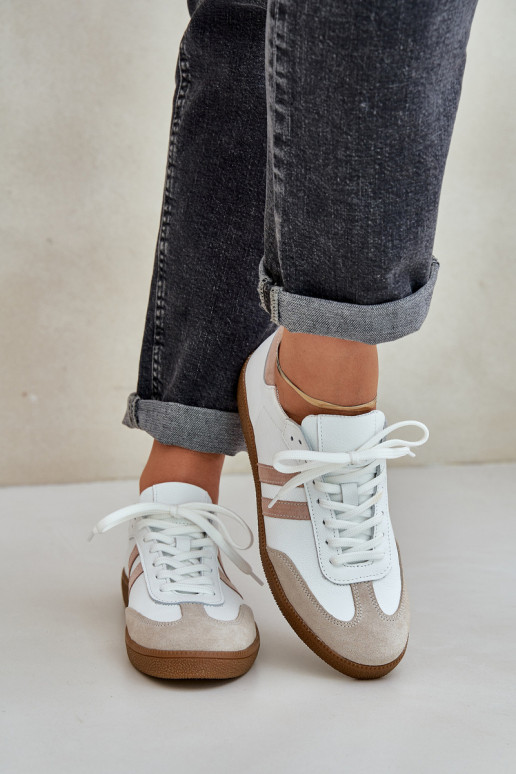 Zazoo N1068 Leer Laag Sneakers model schoenen Dames beige Zazoo N1068 Leer Laag Sneakers model schoenen Dames beige